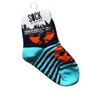 Sock It To Me Blue Orange Striped Basketball Sports Novelty Toddler Crew Socks